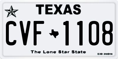 TX license plate CVF1108