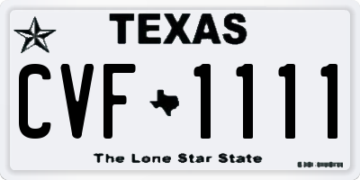 TX license plate CVF1111