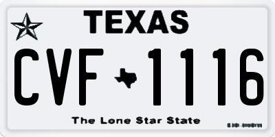 TX license plate CVF1116