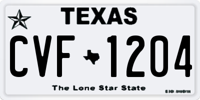 TX license plate CVF1204