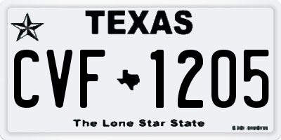 TX license plate CVF1205