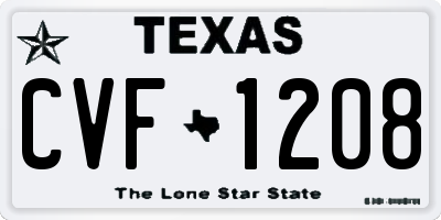 TX license plate CVF1208