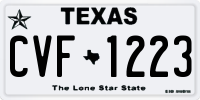 TX license plate CVF1223