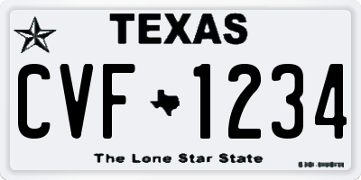 TX license plate CVF1234