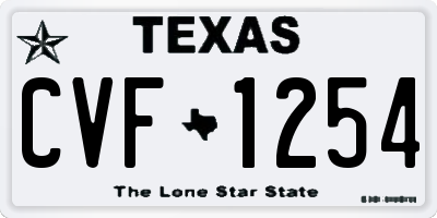 TX license plate CVF1254