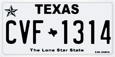 TX license plate CVF1314