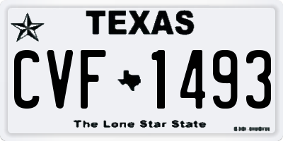TX license plate CVF1493