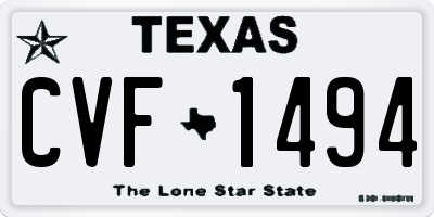 TX license plate CVF1494