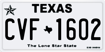 TX license plate CVF1602