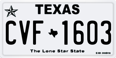 TX license plate CVF1603
