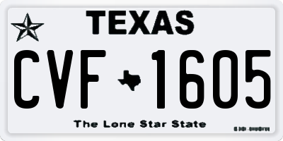 TX license plate CVF1605