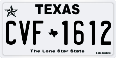 TX license plate CVF1612