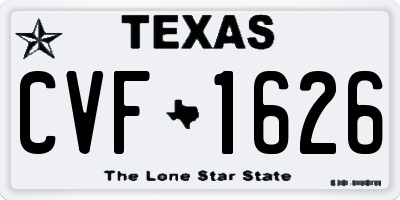 TX license plate CVF1626