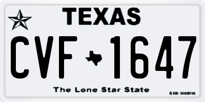 TX license plate CVF1647