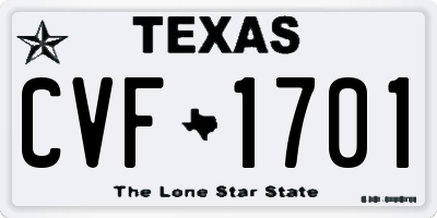 TX license plate CVF1701