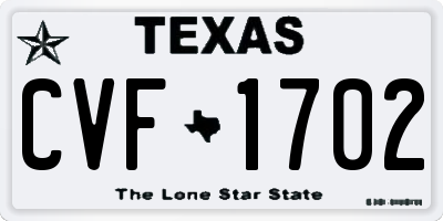 TX license plate CVF1702