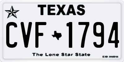 TX license plate CVF1794