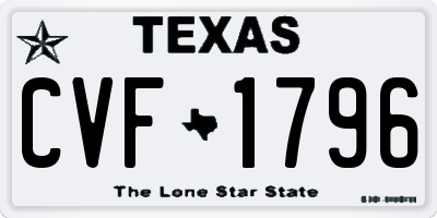 TX license plate CVF1796