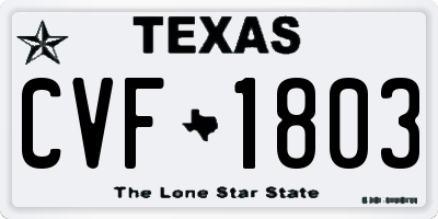 TX license plate CVF1803