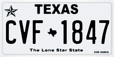 TX license plate CVF1847