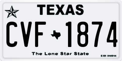 TX license plate CVF1874