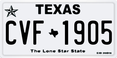 TX license plate CVF1905