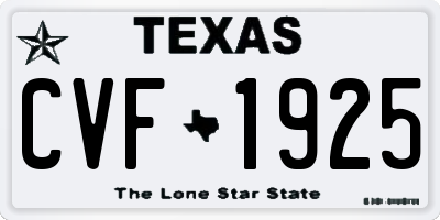 TX license plate CVF1925
