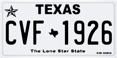 TX license plate CVF1926