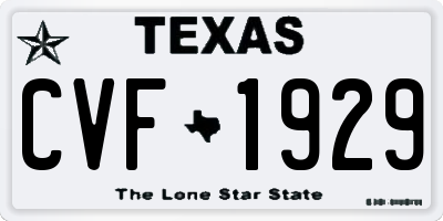 TX license plate CVF1929