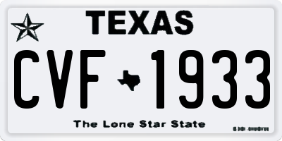TX license plate CVF1933