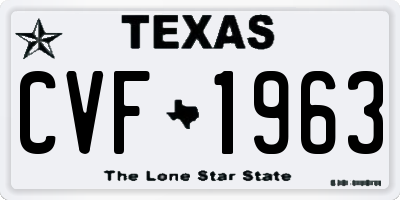 TX license plate CVF1963