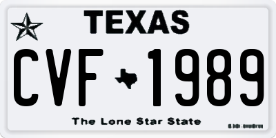 TX license plate CVF1989
