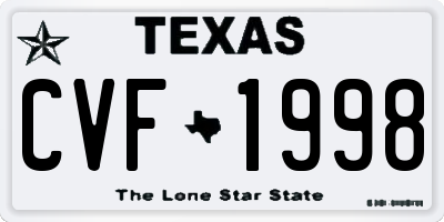 TX license plate CVF1998