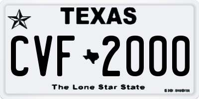 TX license plate CVF2000