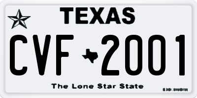 TX license plate CVF2001