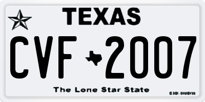 TX license plate CVF2007