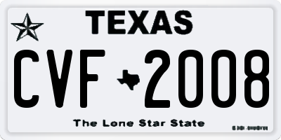 TX license plate CVF2008
