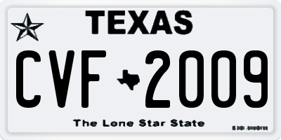 TX license plate CVF2009