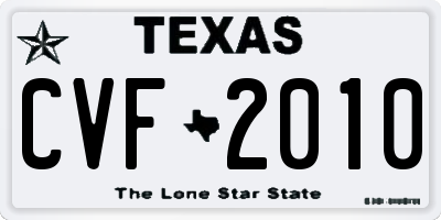 TX license plate CVF2010