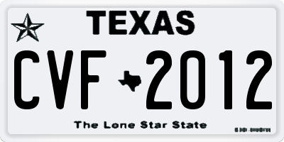 TX license plate CVF2012