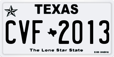TX license plate CVF2013