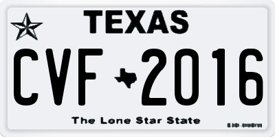 TX license plate CVF2016