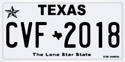 TX license plate CVF2018