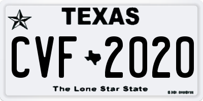 TX license plate CVF2020