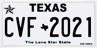 TX license plate CVF2021