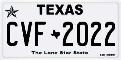 TX license plate CVF2022