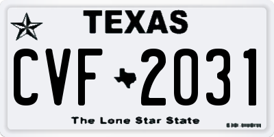 TX license plate CVF2031