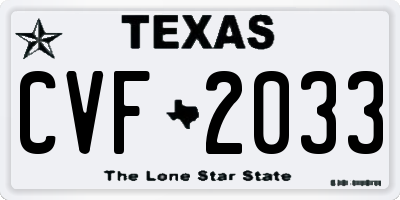 TX license plate CVF2033