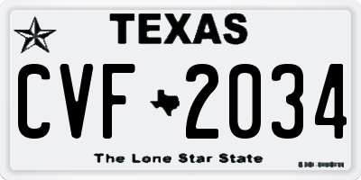 TX license plate CVF2034
