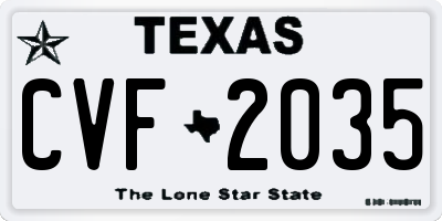 TX license plate CVF2035